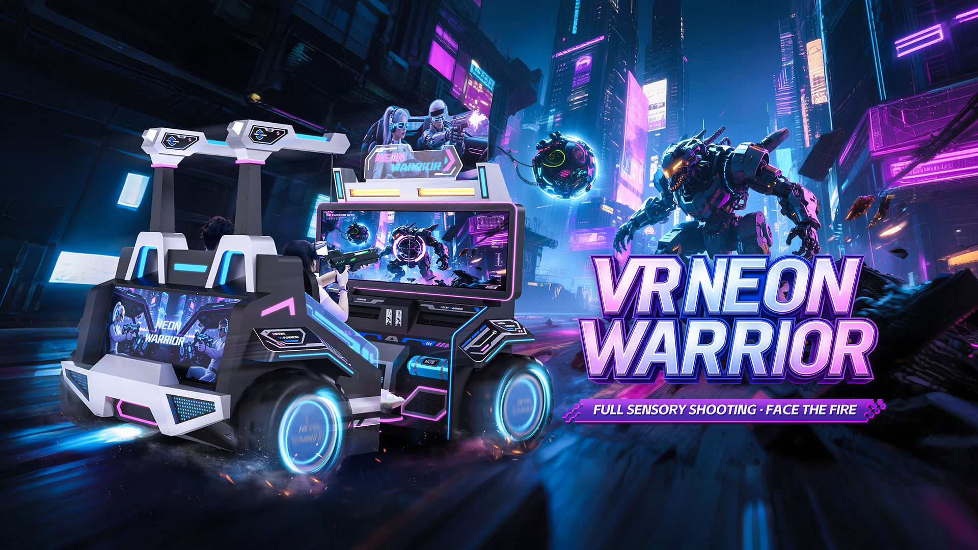 VR Neon Warrior Shooting Simulator 2P