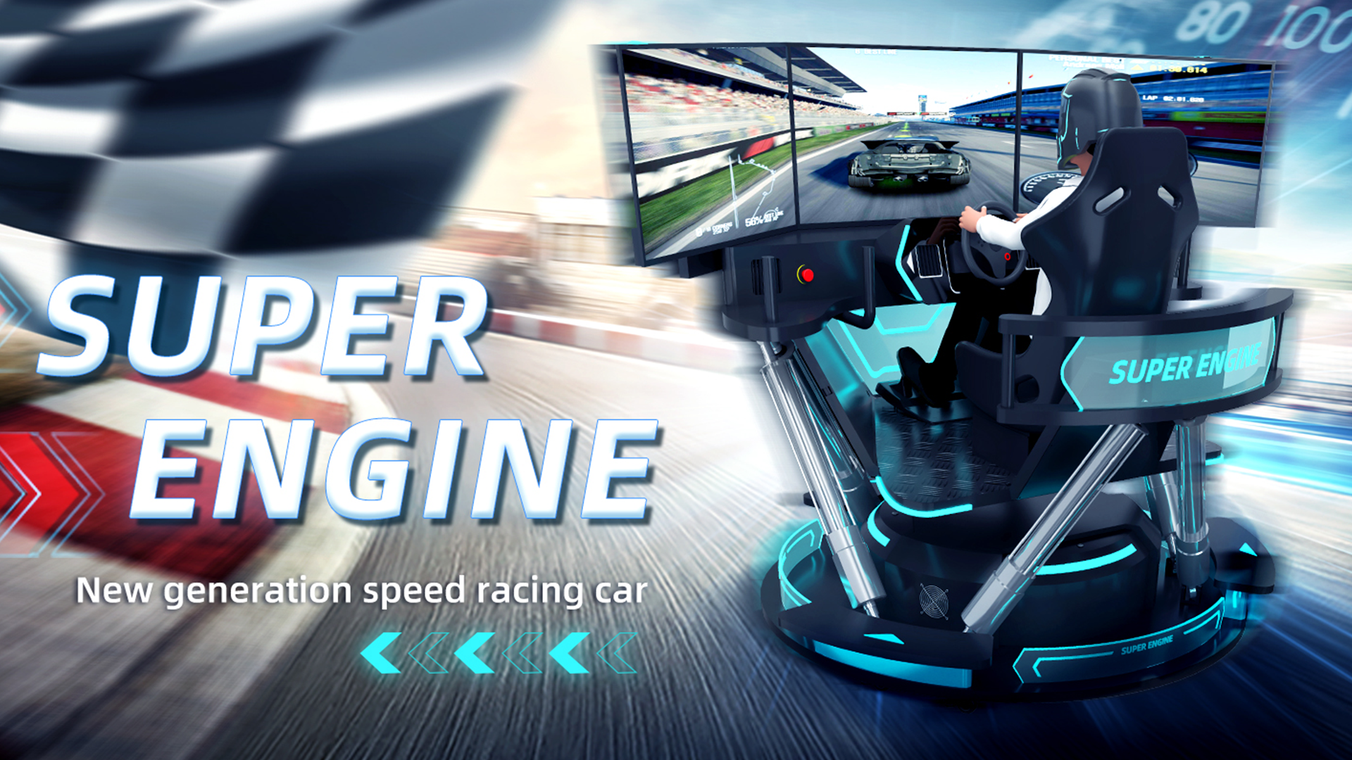 VR Super Engine 3 Screen Racing Simulator